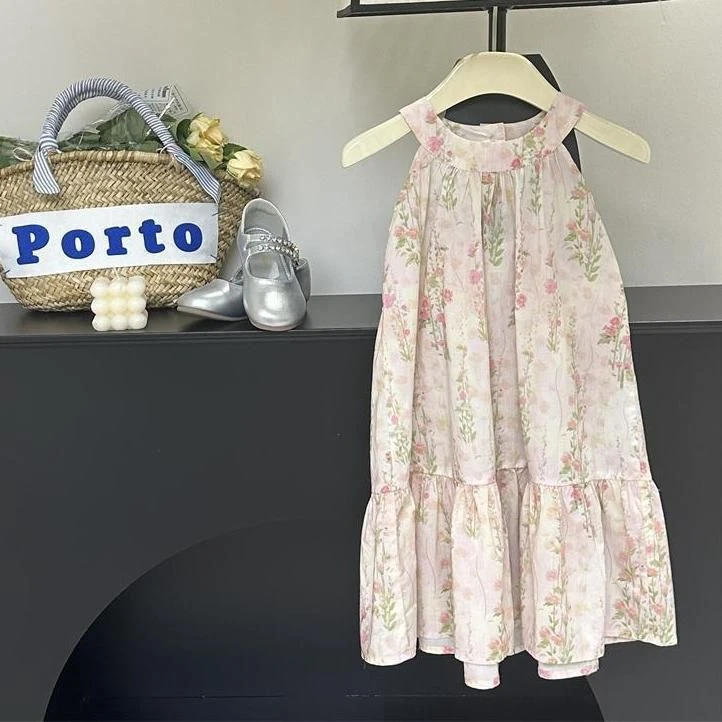 现货女童连衣裙夏装新款2025洋气儿童碎花裙夏季女孩气质