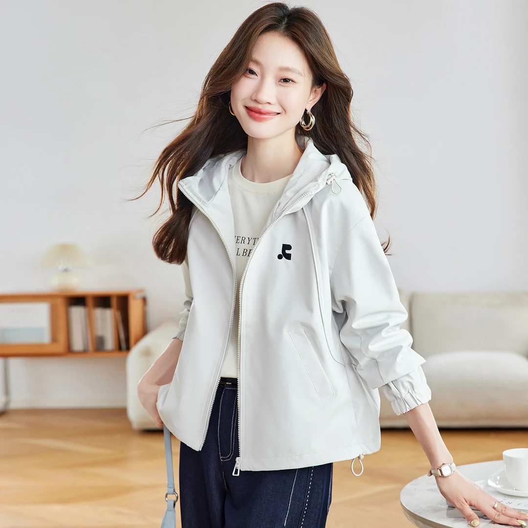 X.YING/香影女装秋季新款气质休闲短款外套洋气百搭连帽夹克上衣