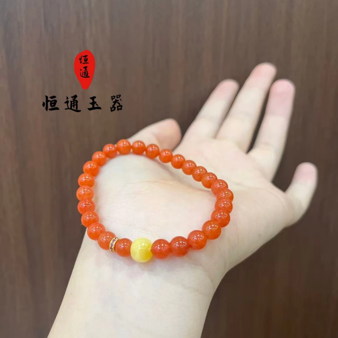 南红玛瑙加蜜蜡手串规格约7mm-0-yx-238