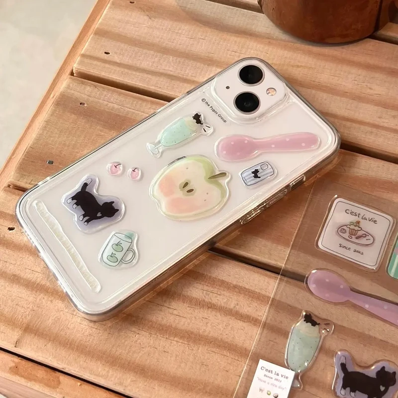 青苹果DIY贴纸适用苹果16promax手机壳