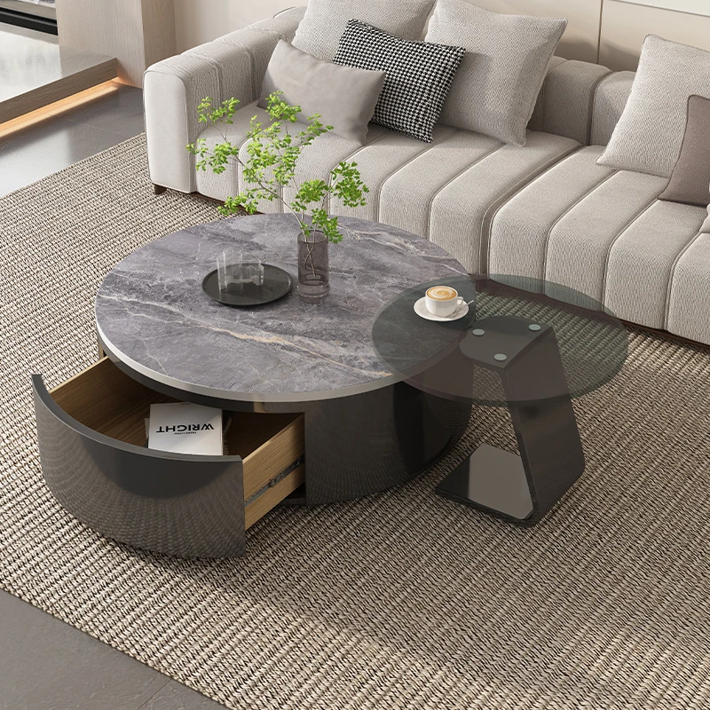 轻奢侘寂茶几创意高低错落家用简约客厅方形茶几组合