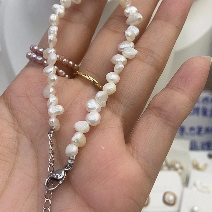 颈饰淡水珍珠钛钢