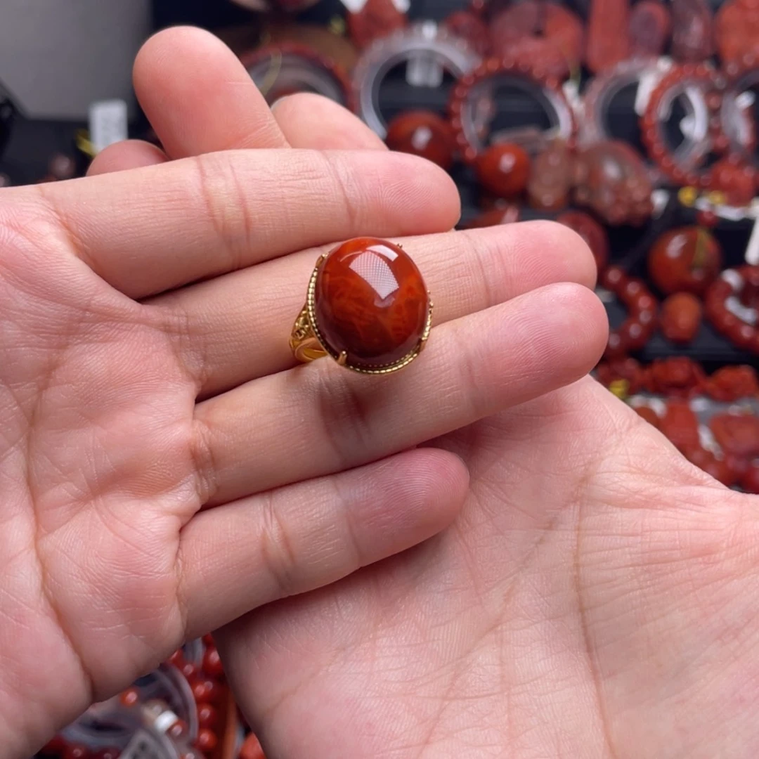 【闪购商品】未镶嵌火焰纹戒指南红玛瑙～**签