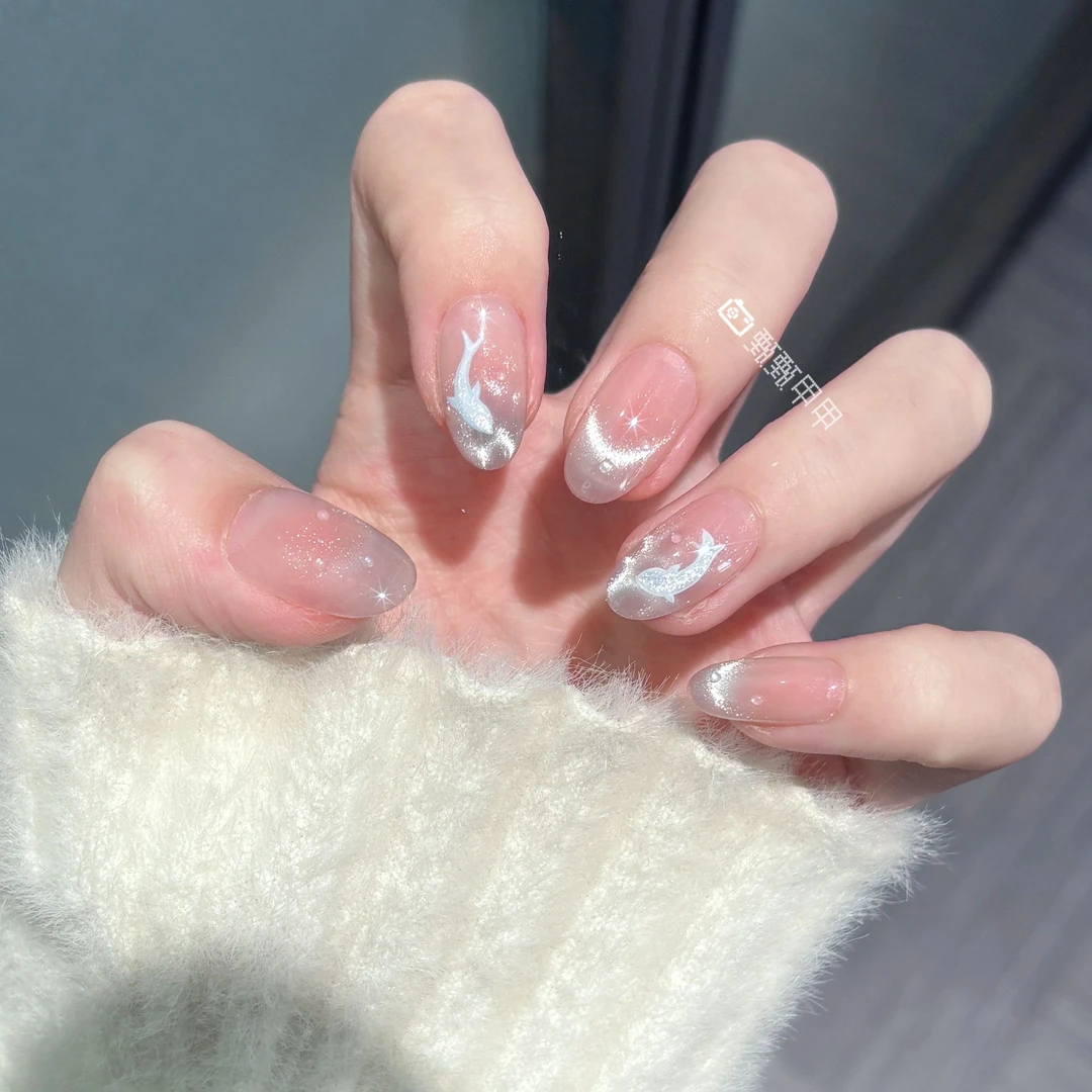【如鱼得水】手工穿戴甲春夏仙女必备显白短款短美甲片指甲贴片