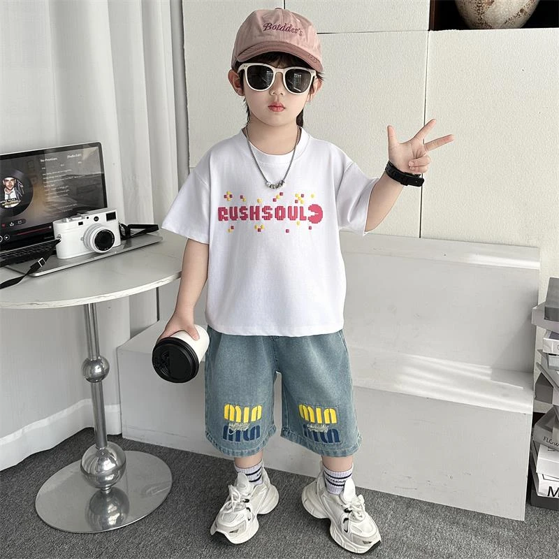 品巴拉巴拉男童夏装套装2025新款洋气儿童短袖短裤两件套帅气男孩