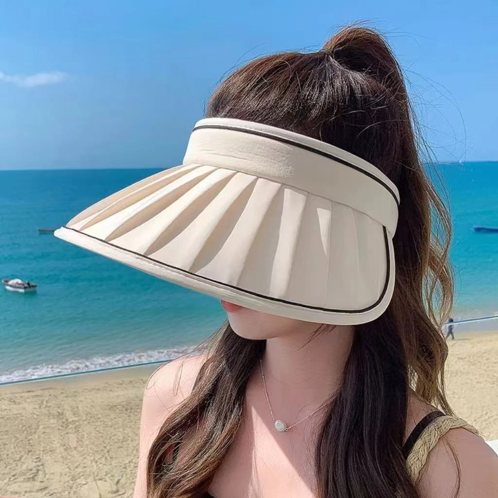 包邮阿媛品质韩版空顶防晒帽女夏季新款紫外线大檐遮阳帽子显户外