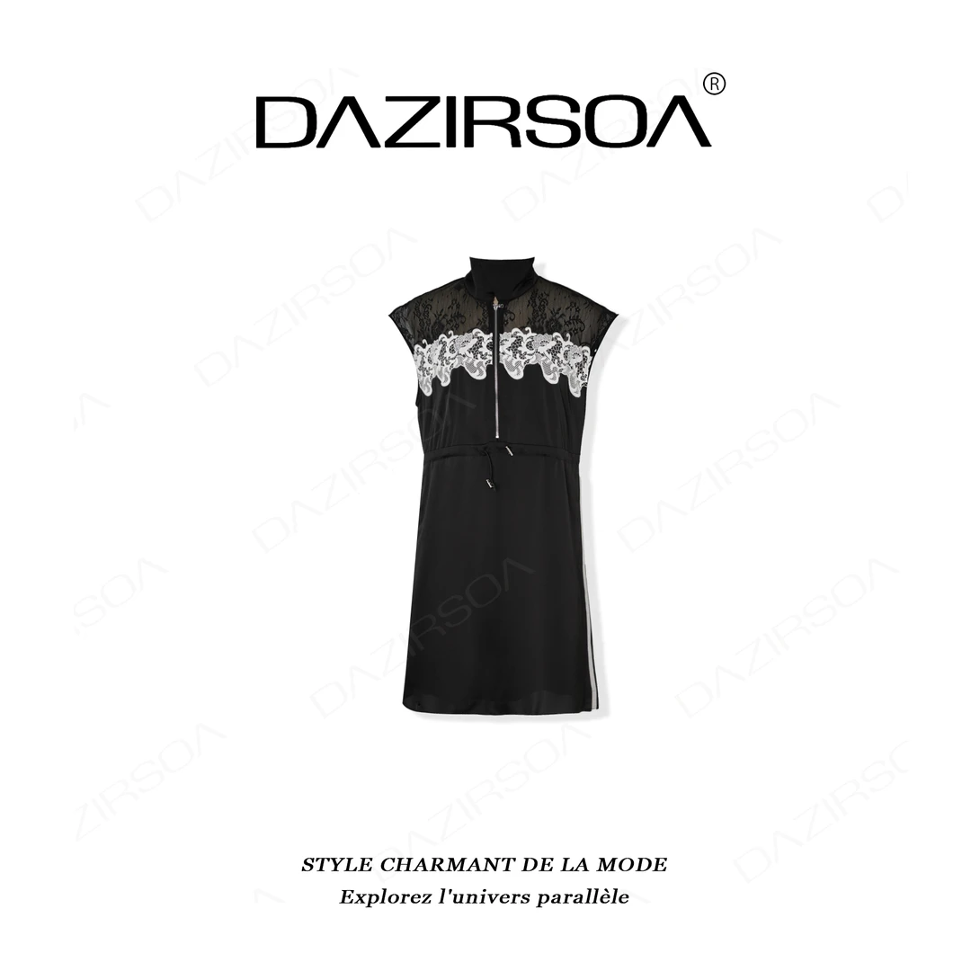 DAZIRSOA/达姿“假日滤镜”时尚百搭拼接法绣花朵透气连衣裙 Y806