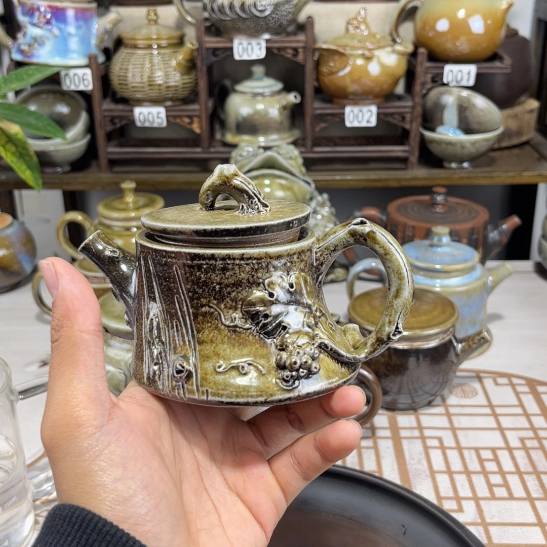 200cc白泥柴烧树桩壶