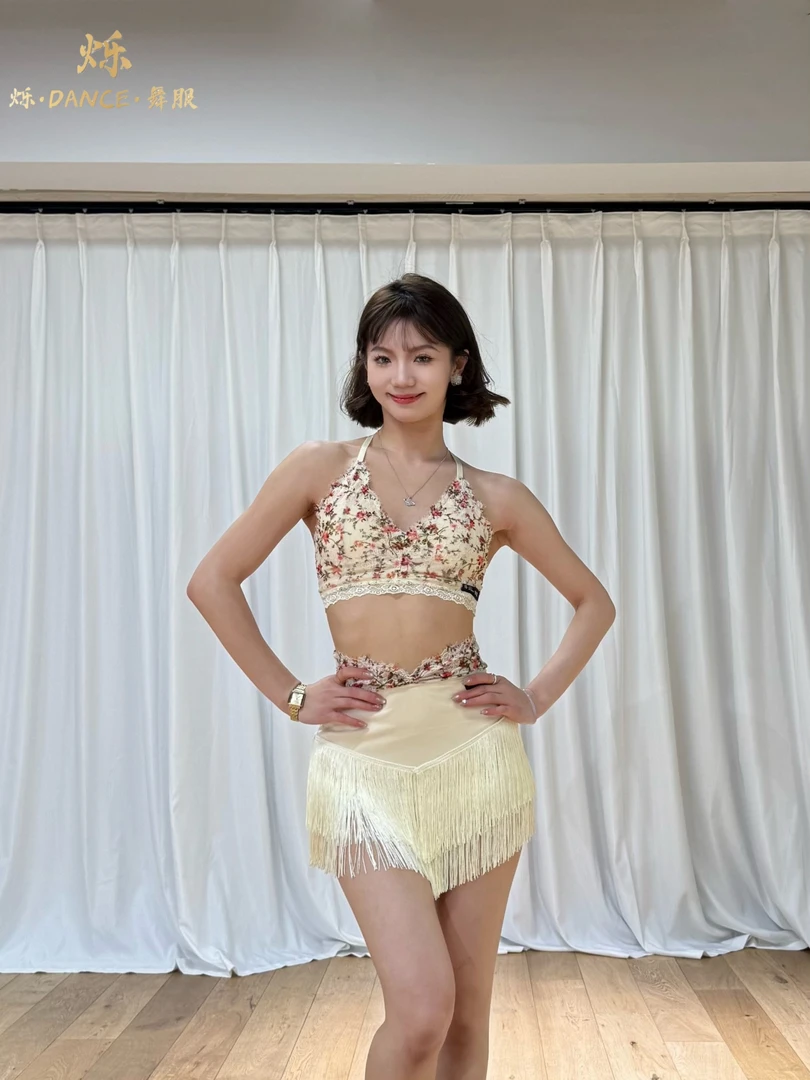 青韵舞服烁dance拉丁舞上衣吊带套装