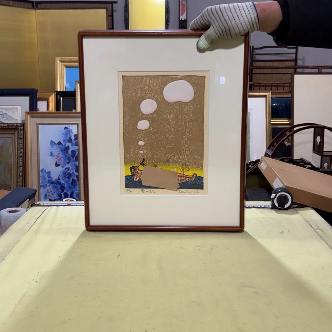 绘画庆***海屏风框画茶空间设计