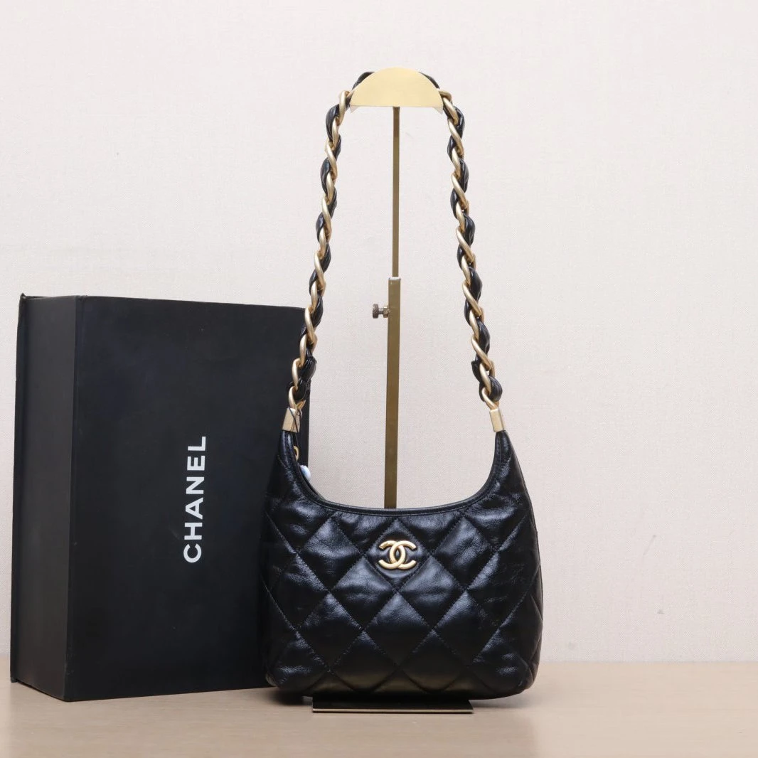 99新 Chanel/香奈儿 小花攀攀24A Hobo 嬉皮包 中号 26cm