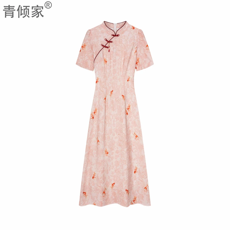 青倾家【如鱼得水】新中式国风改良版旗袍夏季新款气质复古连衣裙女