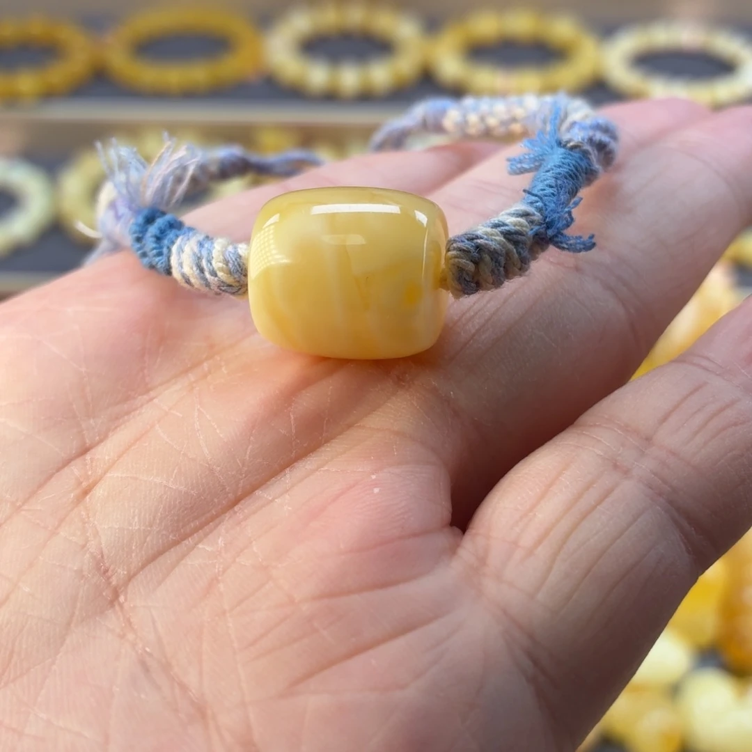 未镶嵌琥珀裸石桶珠手链