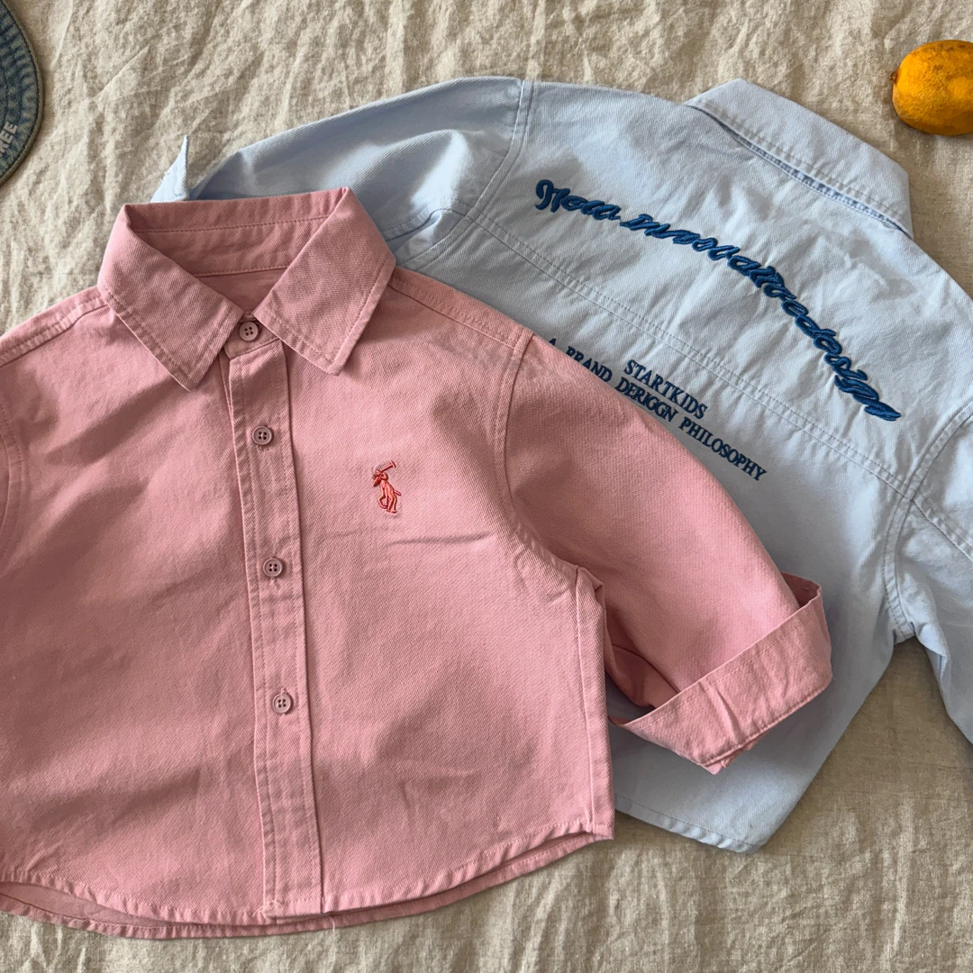 儿童衬衫外套2025春季新款男童女童重工刺绣童装宝宝休闲上衣