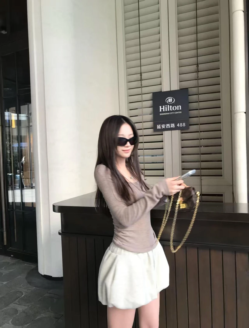 时尚两件套2025新款简约气质显瘦长袖打底上衣洋气休闲百搭半身裙