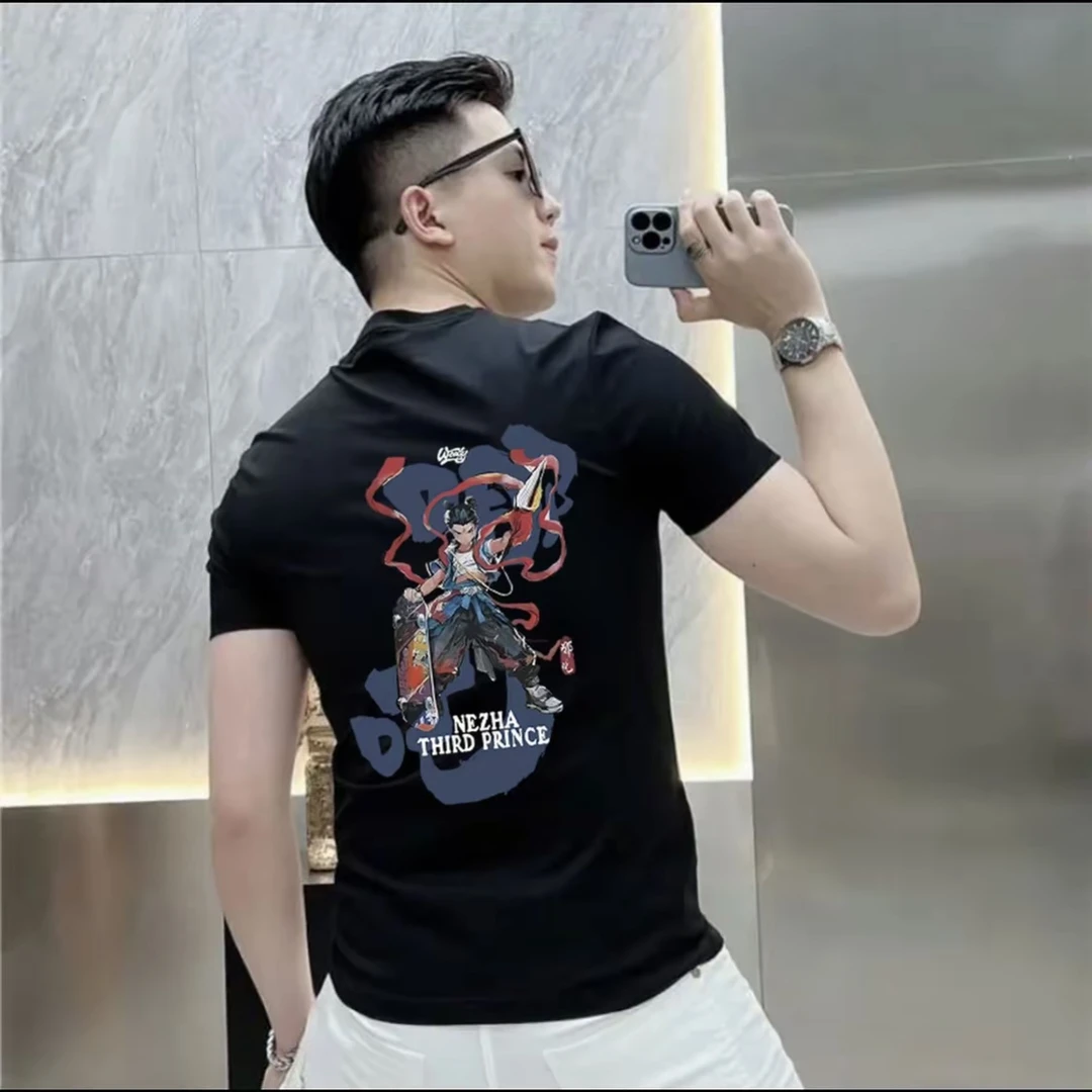 叱咤风云 2025春夏季新款印花短袖t恤男潮流国潮百搭时尚圆领半袖