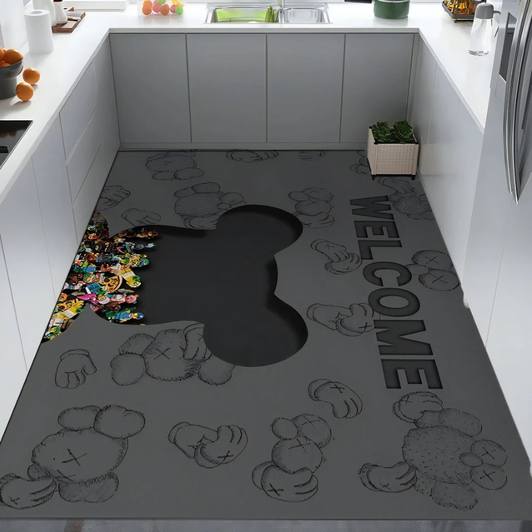 硅藻泥厨房防滑耐脏专用地垫吸水厨房防油耐脏长条门口垫子地毯