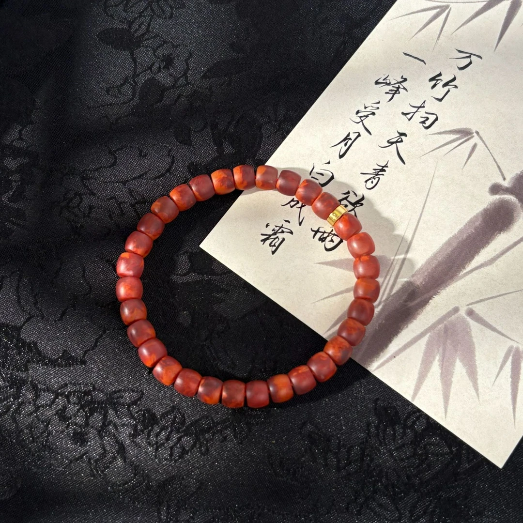 鑫上人珠宝.原矿南红哑光直切高级百搭手串6mm＋.多样性发其一.Z