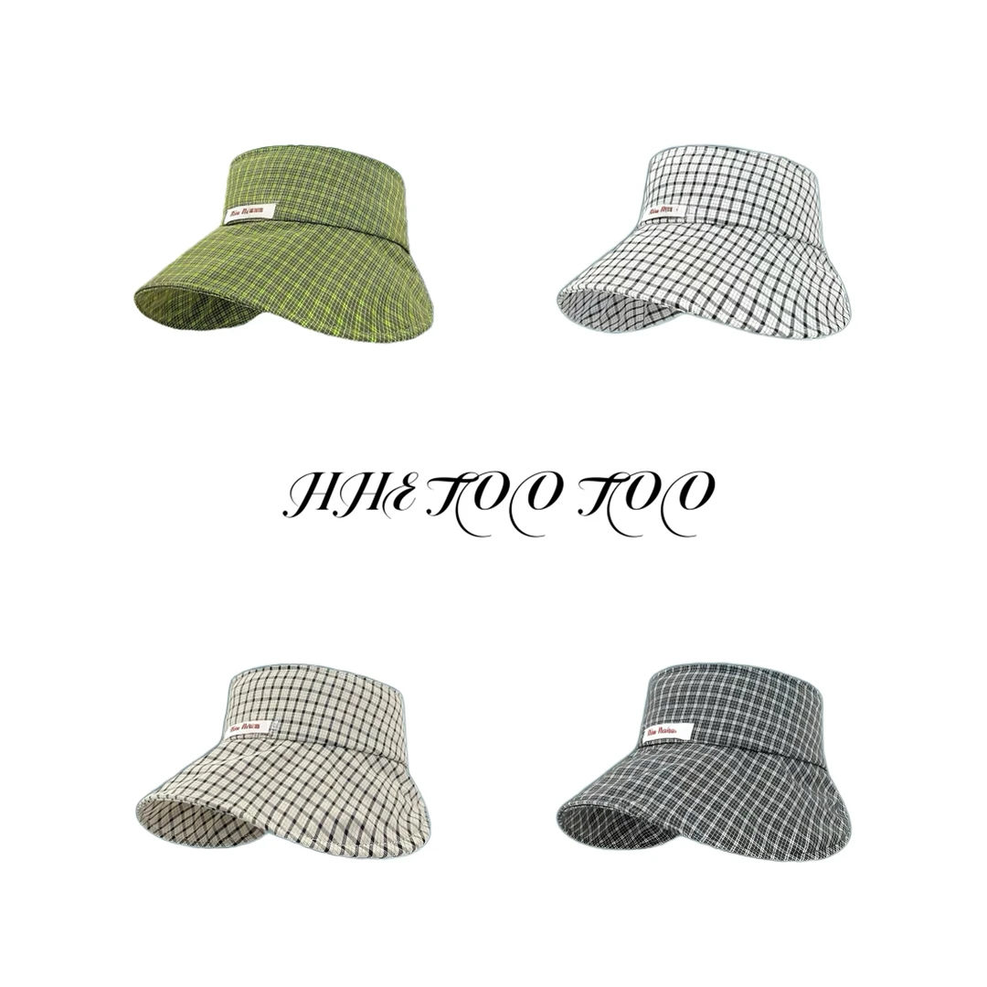 HHe too too韩系格子可折叠空顶太阳帽