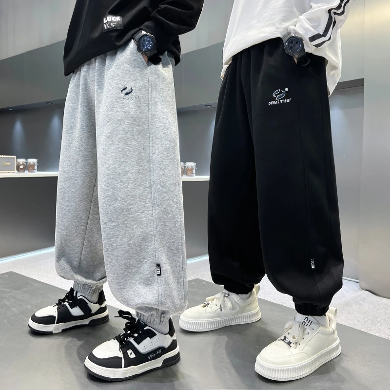 男童裤子春秋款宽松2025中大童休闲韩版长裤洋气儿童运动卫裤百搭