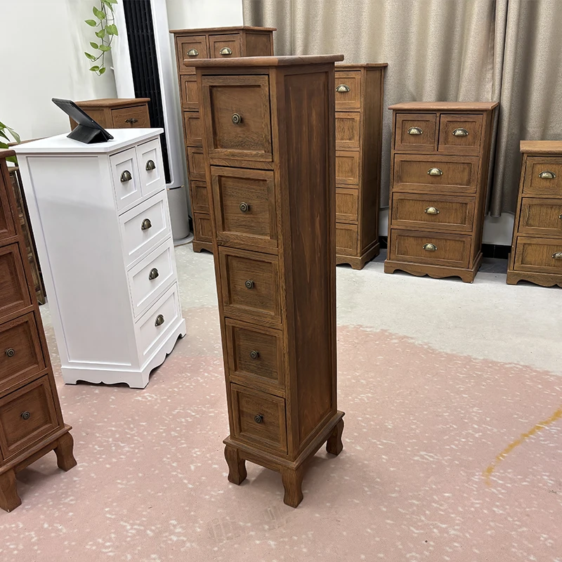 25*30*115cm5斗收纳柜免安装复古储物柜抽屉式客厅