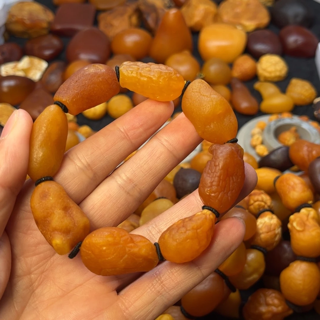 琥珀裸石未镶嵌天然蜜蜡手串