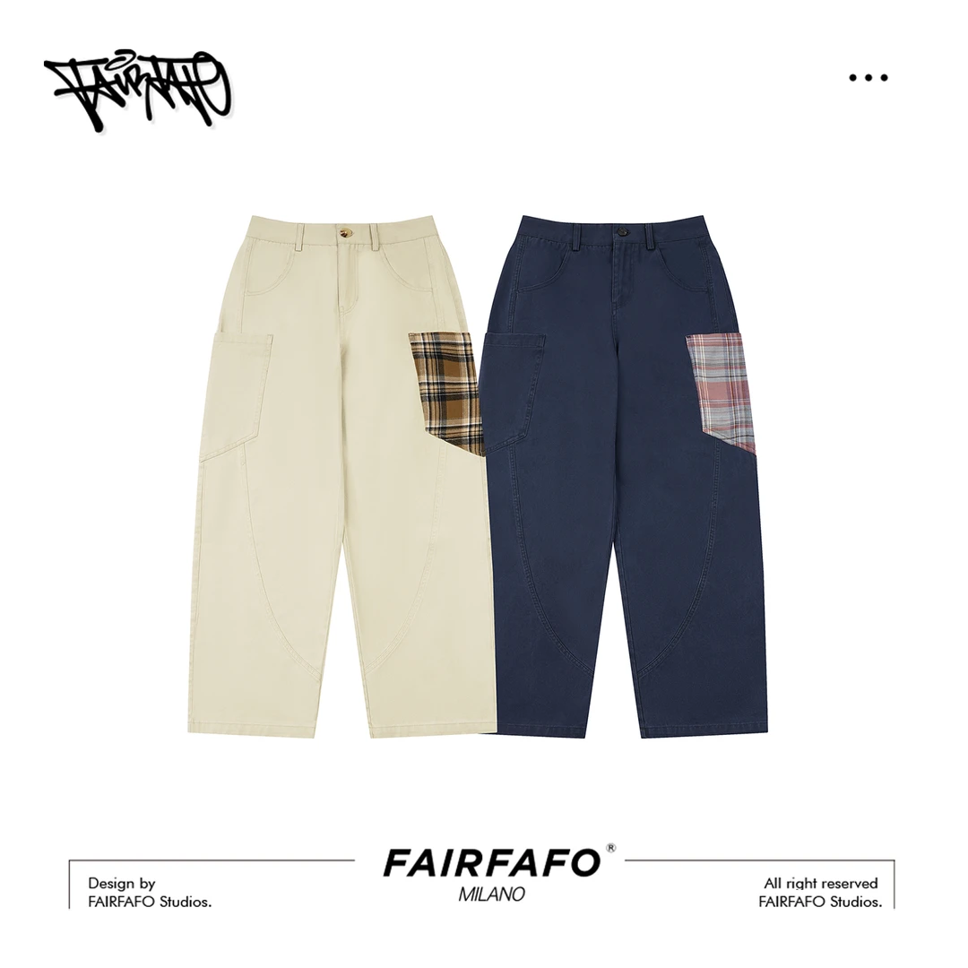 【美式格纹拼接长裤】KZEL54082