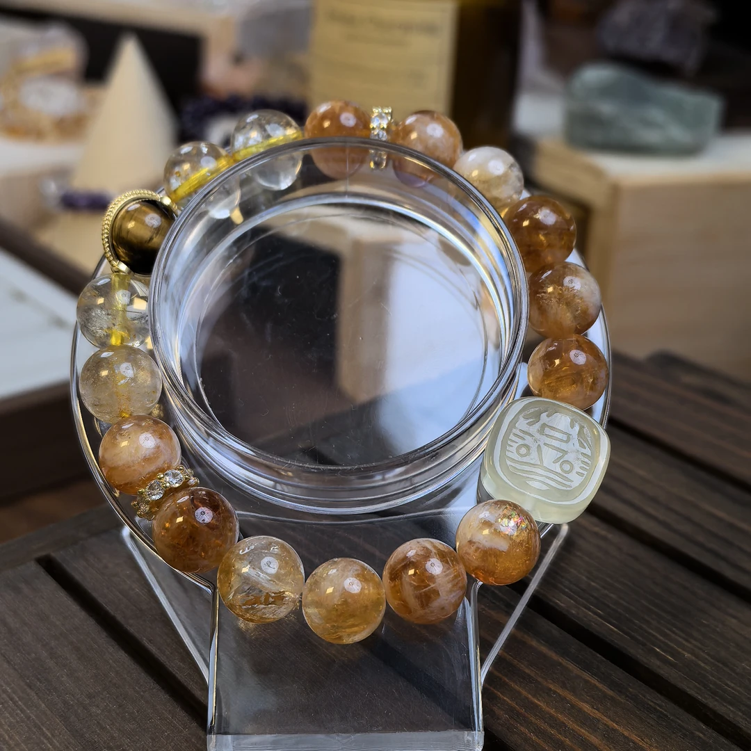 【富九州2号】天然水晶黄塔晶黄水多样发其一女神手链手串招米A027