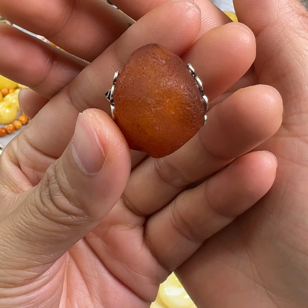 蜜蜡裸石银S925镶嵌蜜蜡