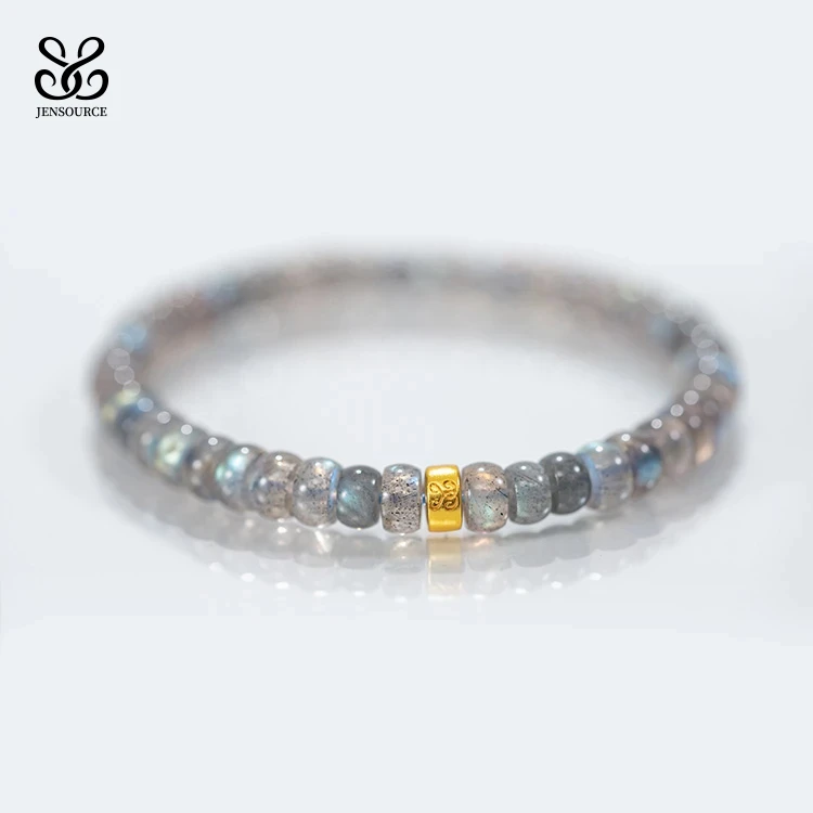 晶生源天然灰月光直切手串 小众简约高品质蓝光拉长石手链单圈