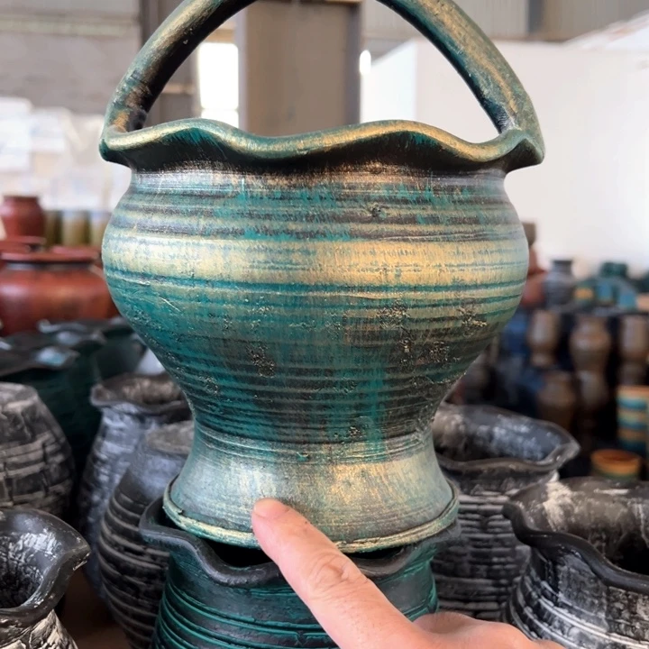 16.8-1瑕疵高26口18绿金提篮