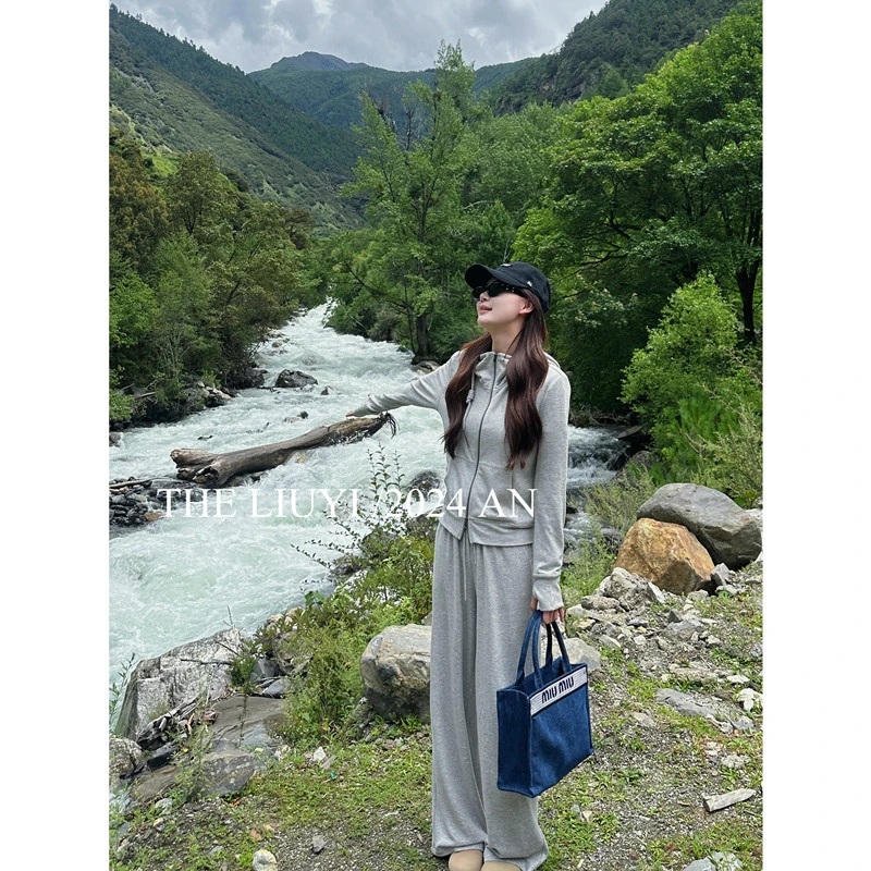 【LIUYI】氧气套装~秋季高定卫衣外套+高腰显瘦休闲裤48041