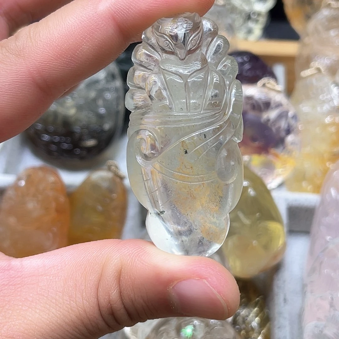 颈饰未镶嵌黄晶幽灵水晶九尾狐吊坠