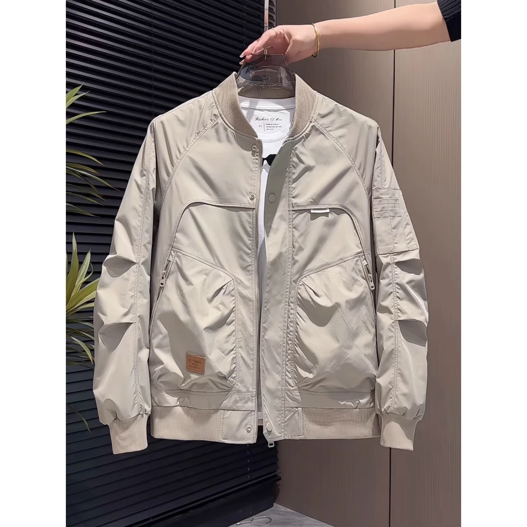 棒球服夹克男2025秋季新款潮牌工装男装美式复古修身飞行员外套男