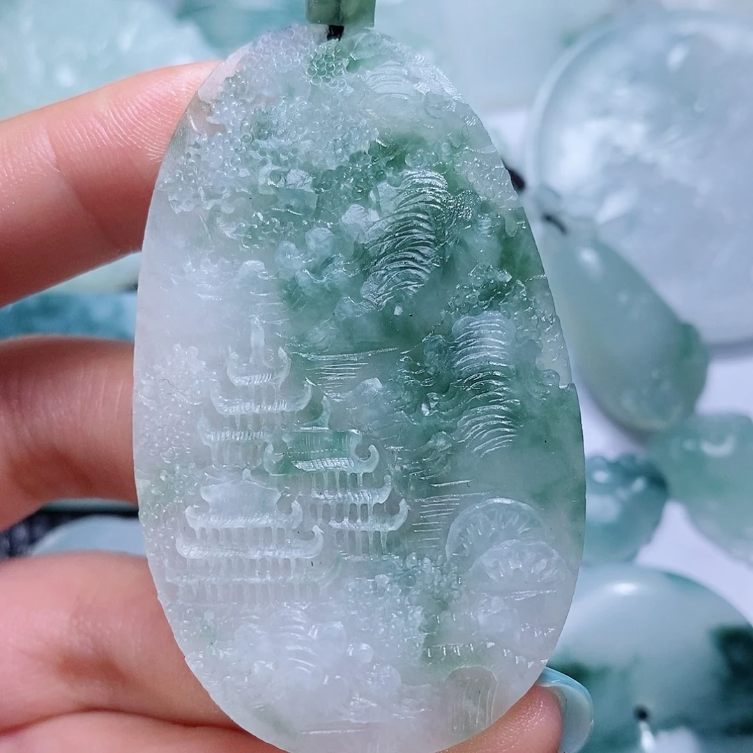 定制翡翠未镶嵌毛货付款后确认抛光