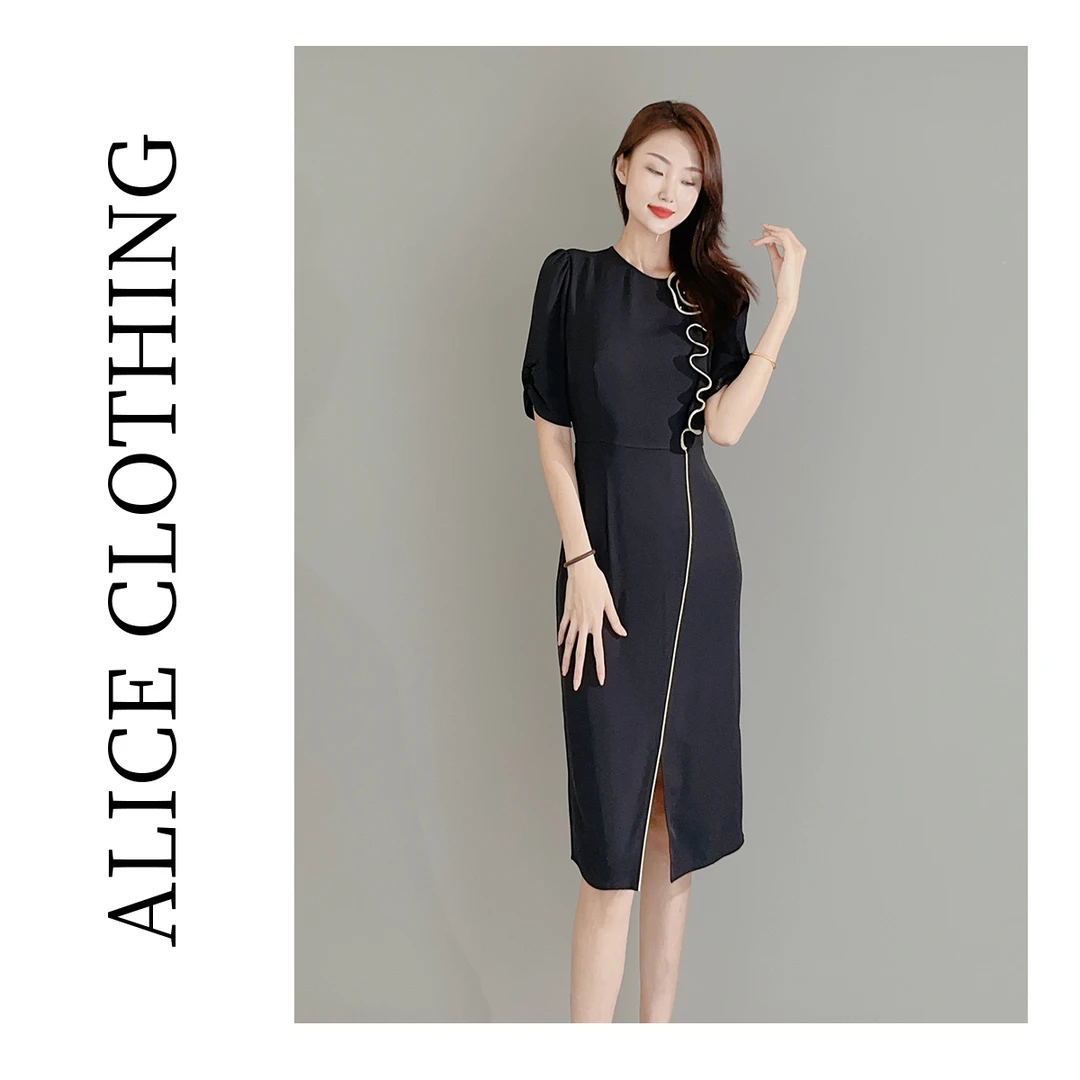 1【ALICE “佳人有约”通勤连衣裙】立体捏花 优雅轻盈 S1033233W