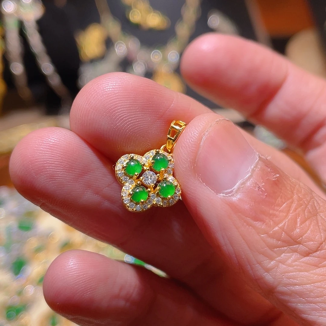 翡翠吊坠(不含链)银S925镶嵌