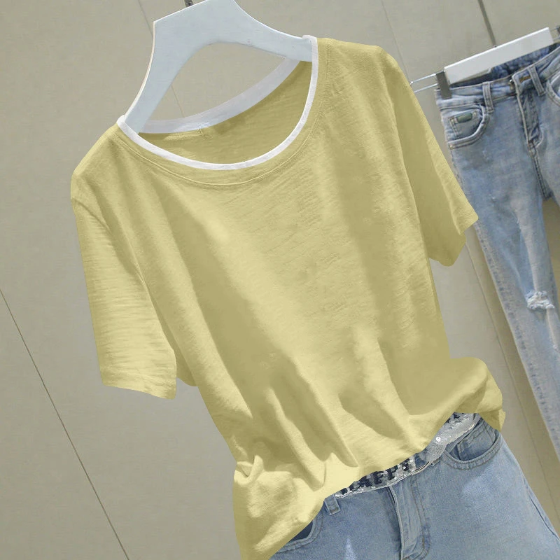 爆款ins纯棉高级感短袖t恤女士夏季新款胖mm大码宽松显瘦百搭上衣