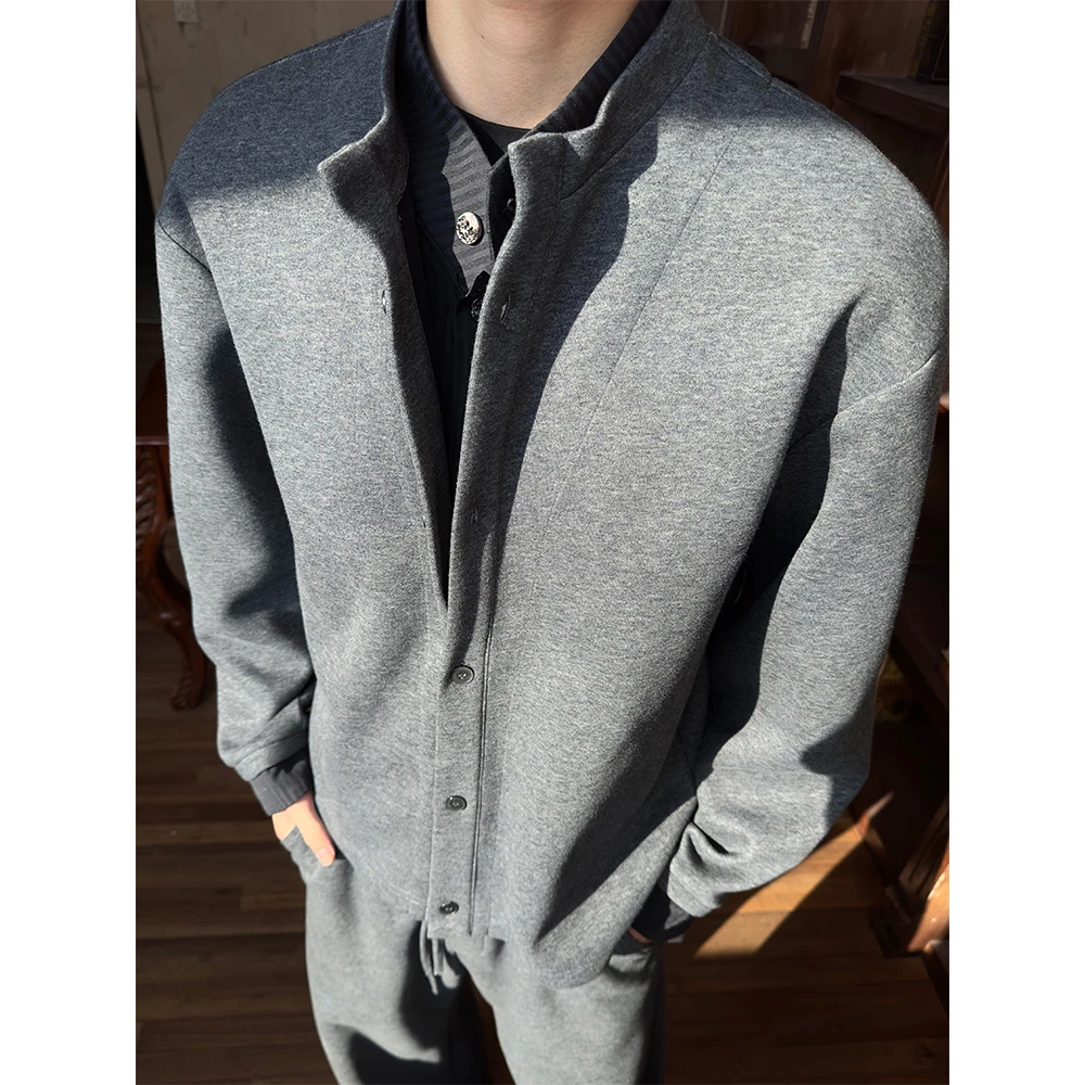 WESSK秋冬假两件磨毛空气层立领叠穿卫衣男女情侣休闲穿搭简约风