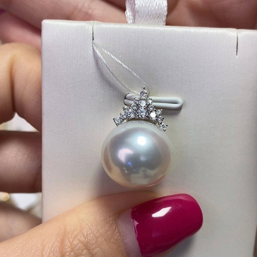 海水珍珠吊坠(不含链)18K金镶嵌