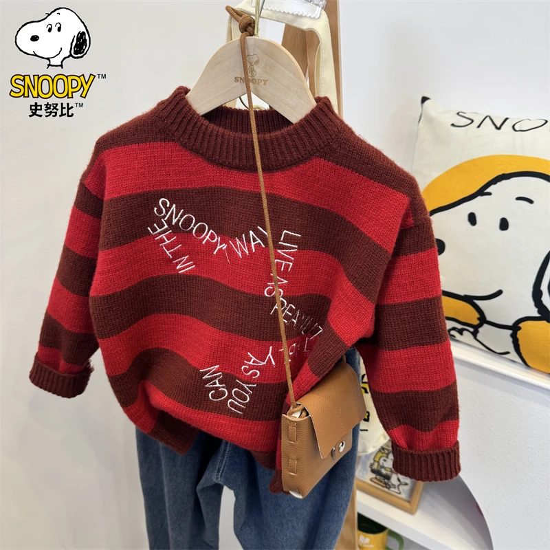 Snoopy/史努比儿童毛衣男女童2024爆款红色小女孩宝宝毛线衣过年
