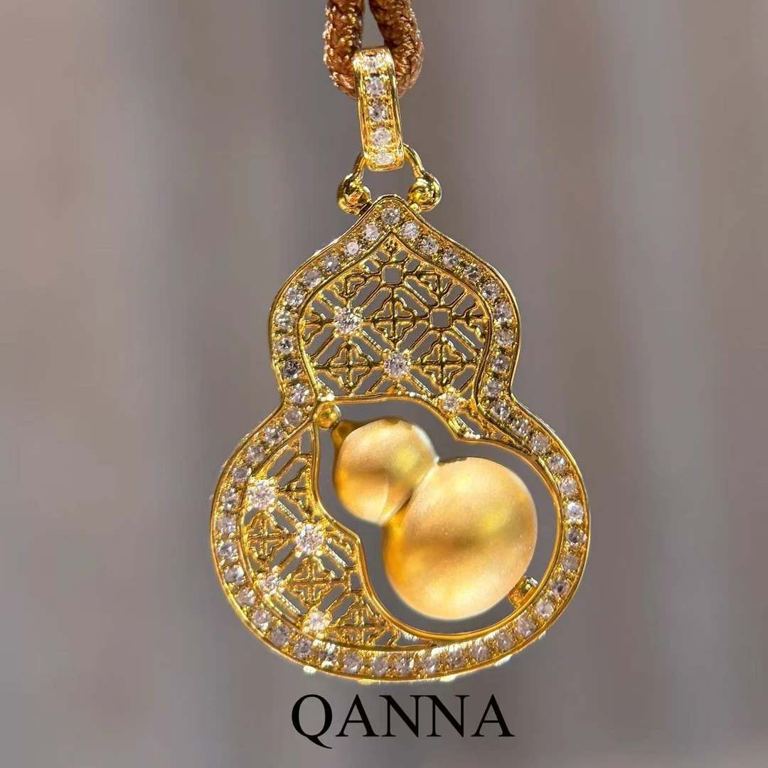 QANNA【大号双福旋转葫芦】【中古款】新中式国潮风钻石吊坠（赠绳）AY