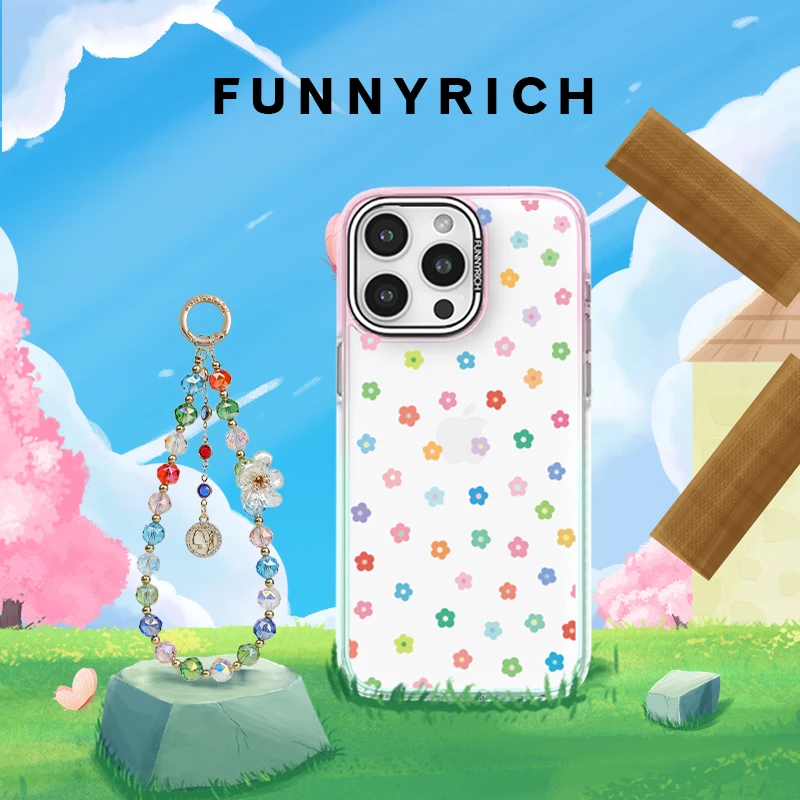 FUNNYRICH花花彩虹糖适用iPhone16ProMax手机壳渐变苹果15/14新款
