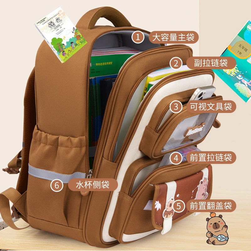 多层超轻大容量【1-6】减压抗负小学生书包男孩女孩儿童双肩背包