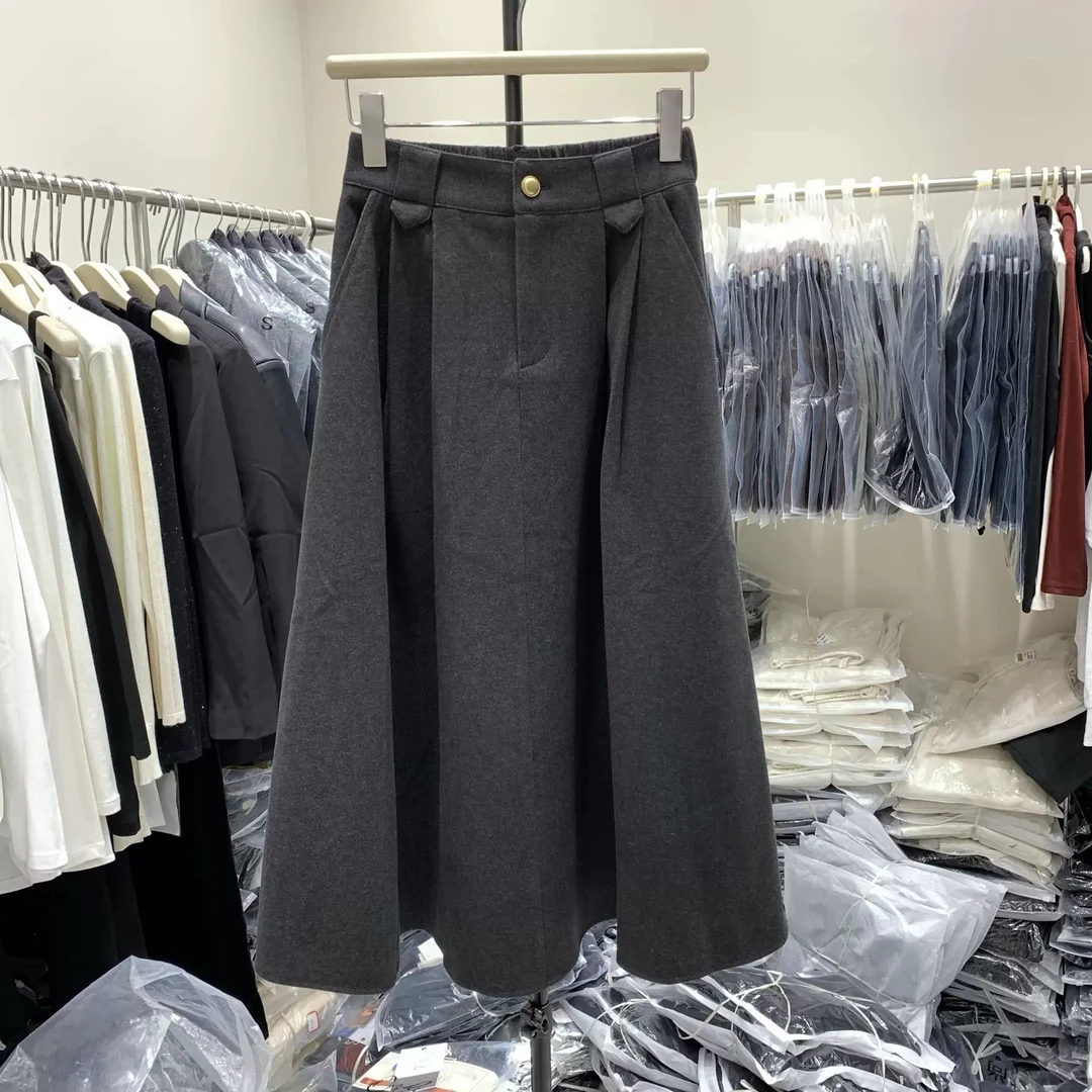 （刘敏服装）A8309秋冬高腰一粒扣半裙