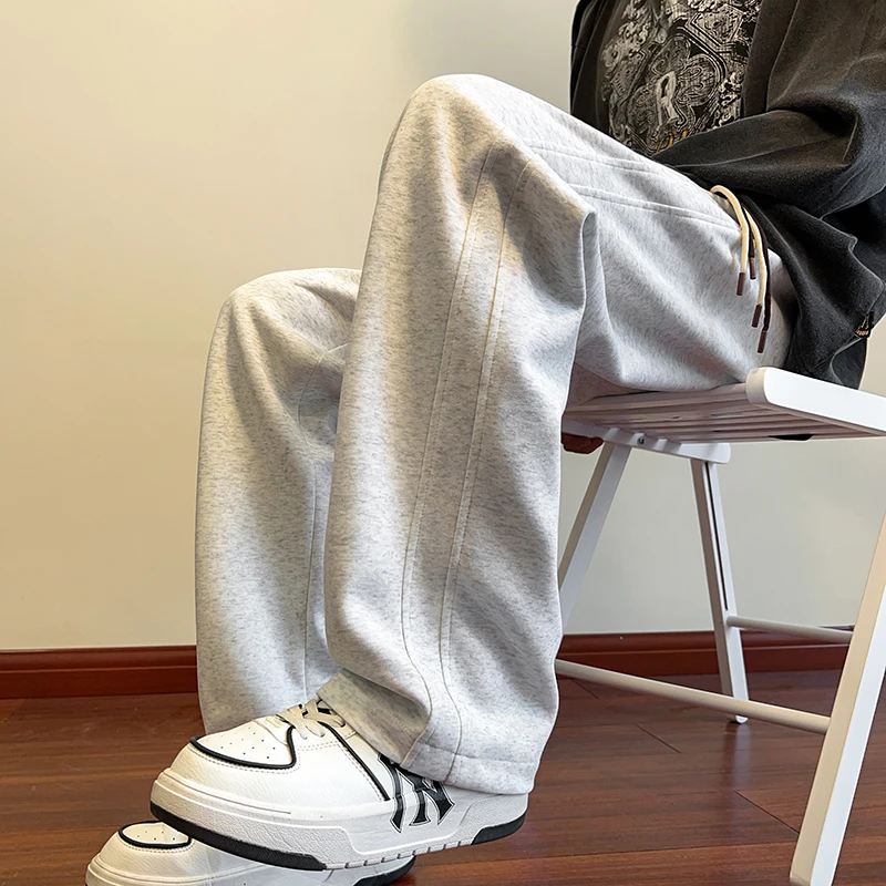 秋冬直筒休闲裤男士宽松大码男生显瘦运动裤潮流百搭长裤