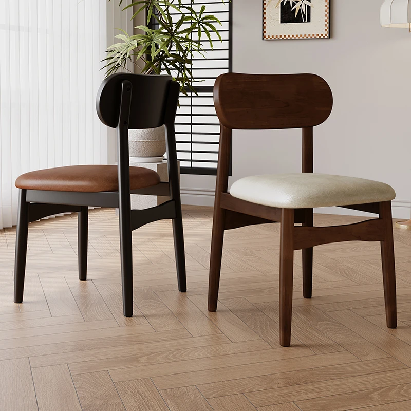 北欧实木餐椅家用餐桌椅子轻奢极简中古客厅餐厅酒店休闲椅设计师