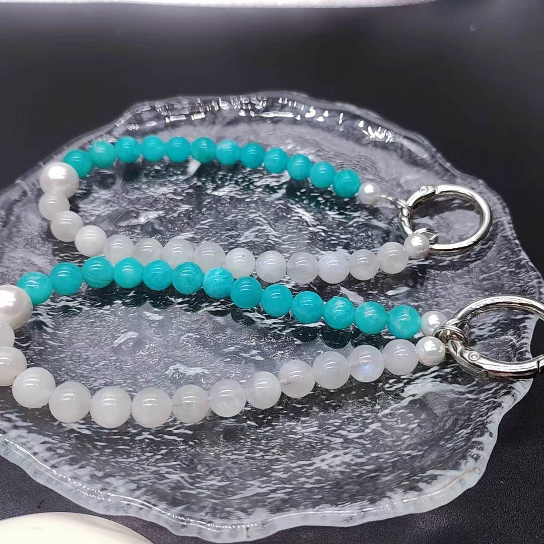 硕夏天然月光石+天河石设计款挂件包挂多样性发其一SX344