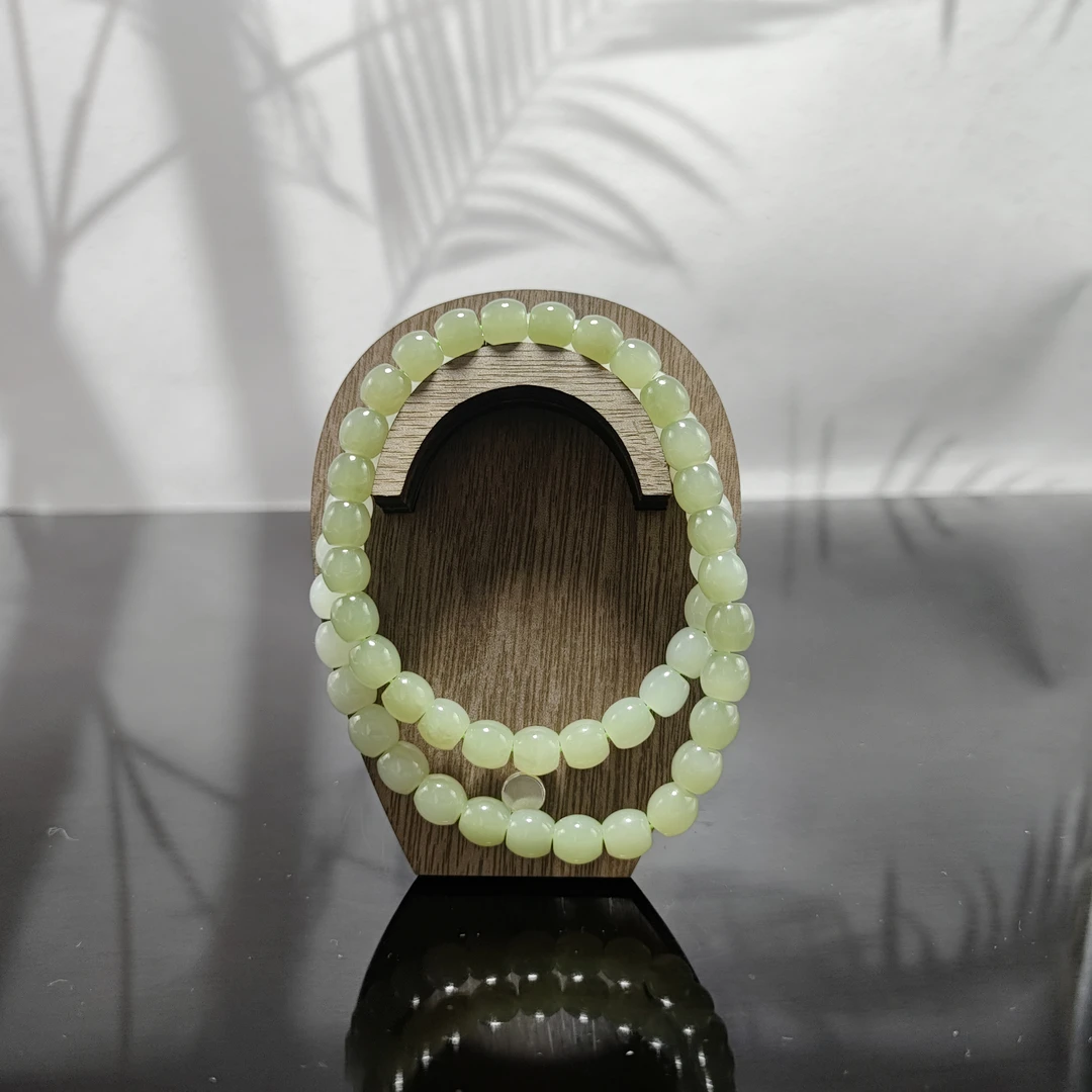 H和田玉渐变桶珠项链（卡8）0859