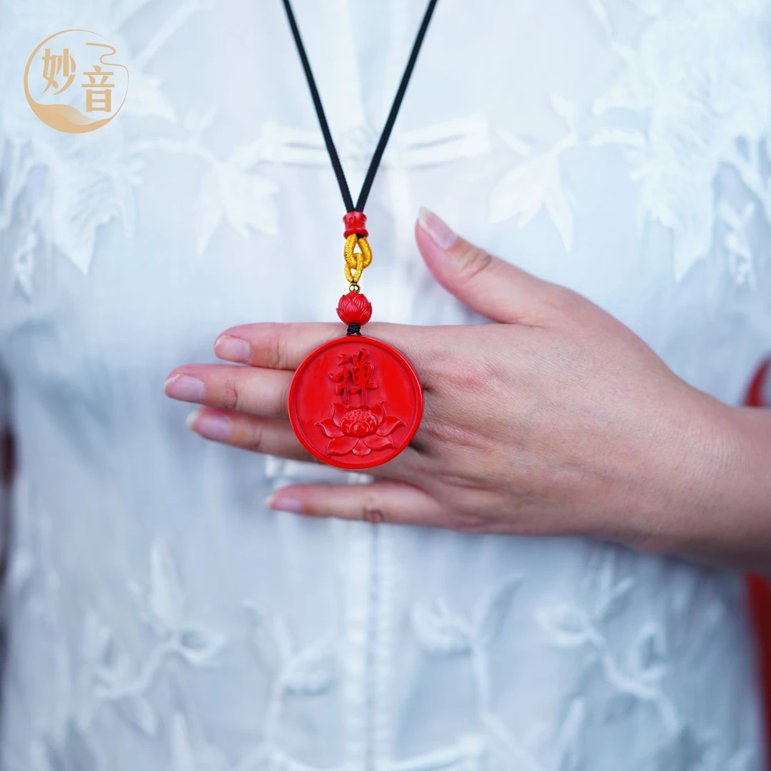 含辰砂工艺品赤珠灵砂  禅莲花项链